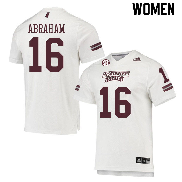Women #16 Jack Abraham Mississippi State Bulldogs College Football Jerseys Sale-White - Click Image to Close